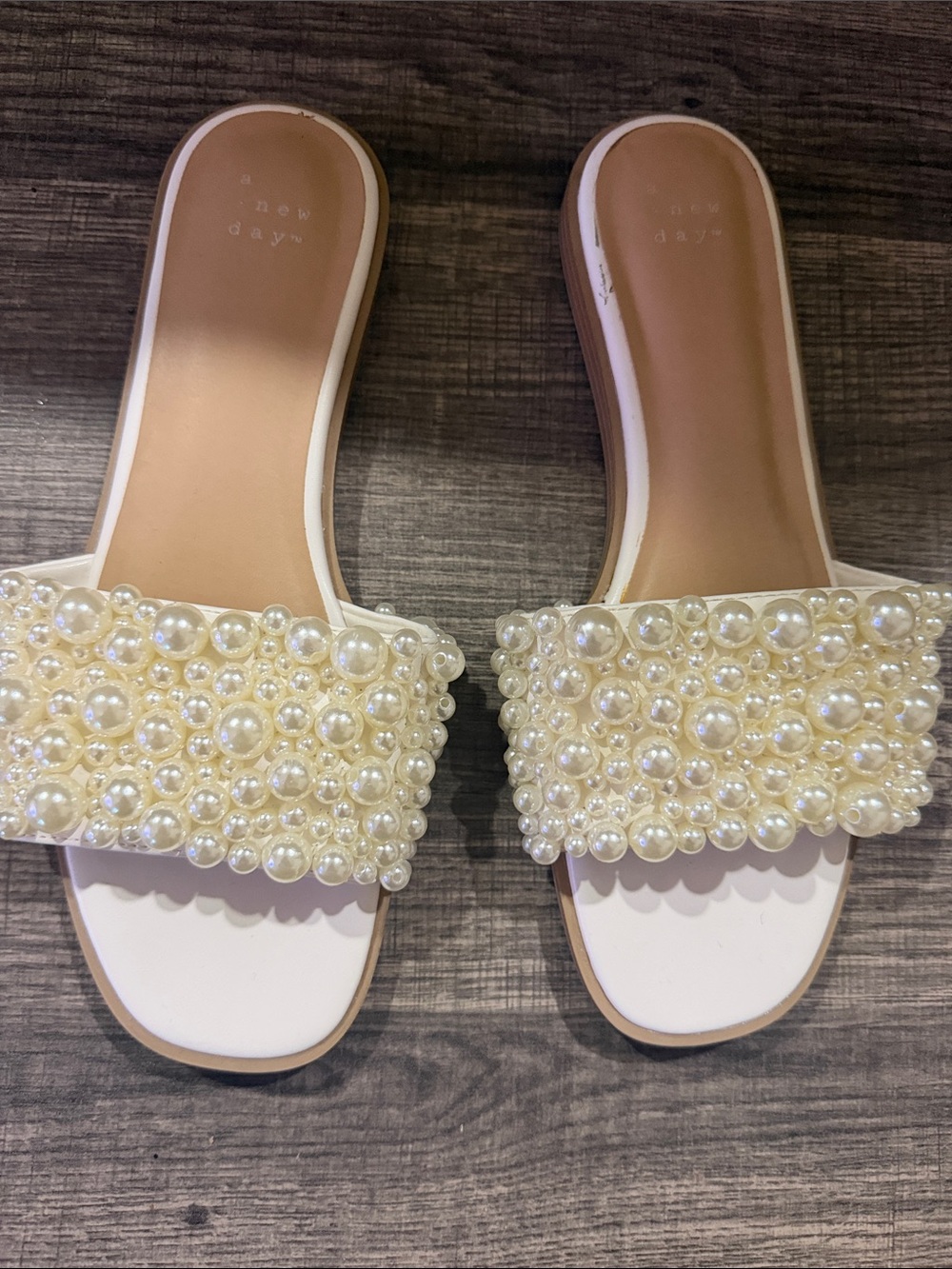 a new day Ivory Pearl-Embellished Slide Mules